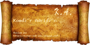 Komár Adrián névjegykártya